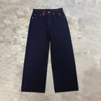 Wide Leg Pinstripe Selvedge Jeans for Men