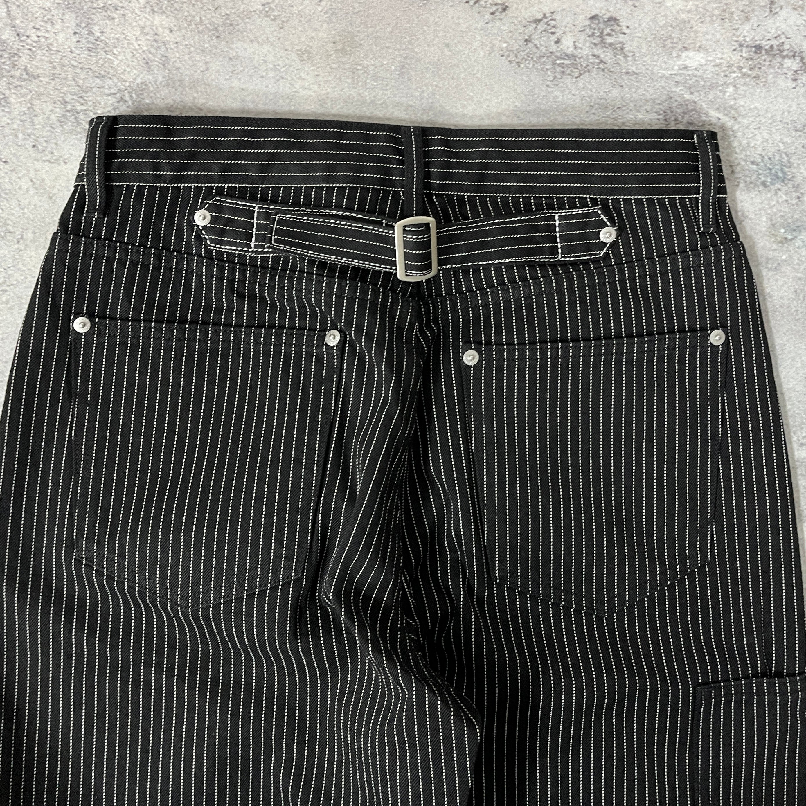 Wide Leg Pinstripe Selvedge Jeans for Men