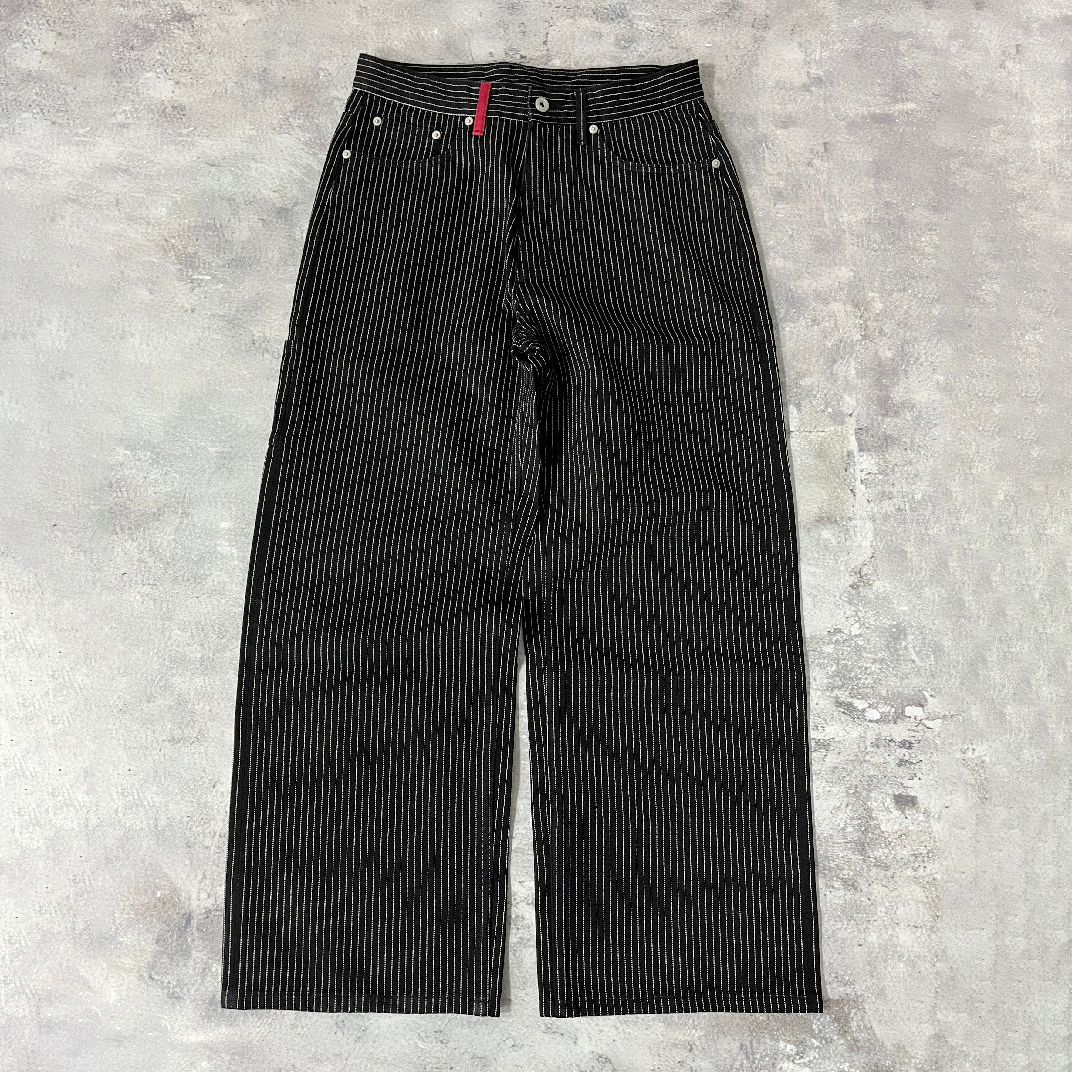 Wide Leg Pinstripe Selvedge Jeans for Men Main image