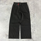 Wide Leg Pinstripe Selvedge Jeans for Men