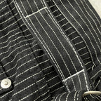 Wide Leg Pinstripe Selvedge Jeans for Men