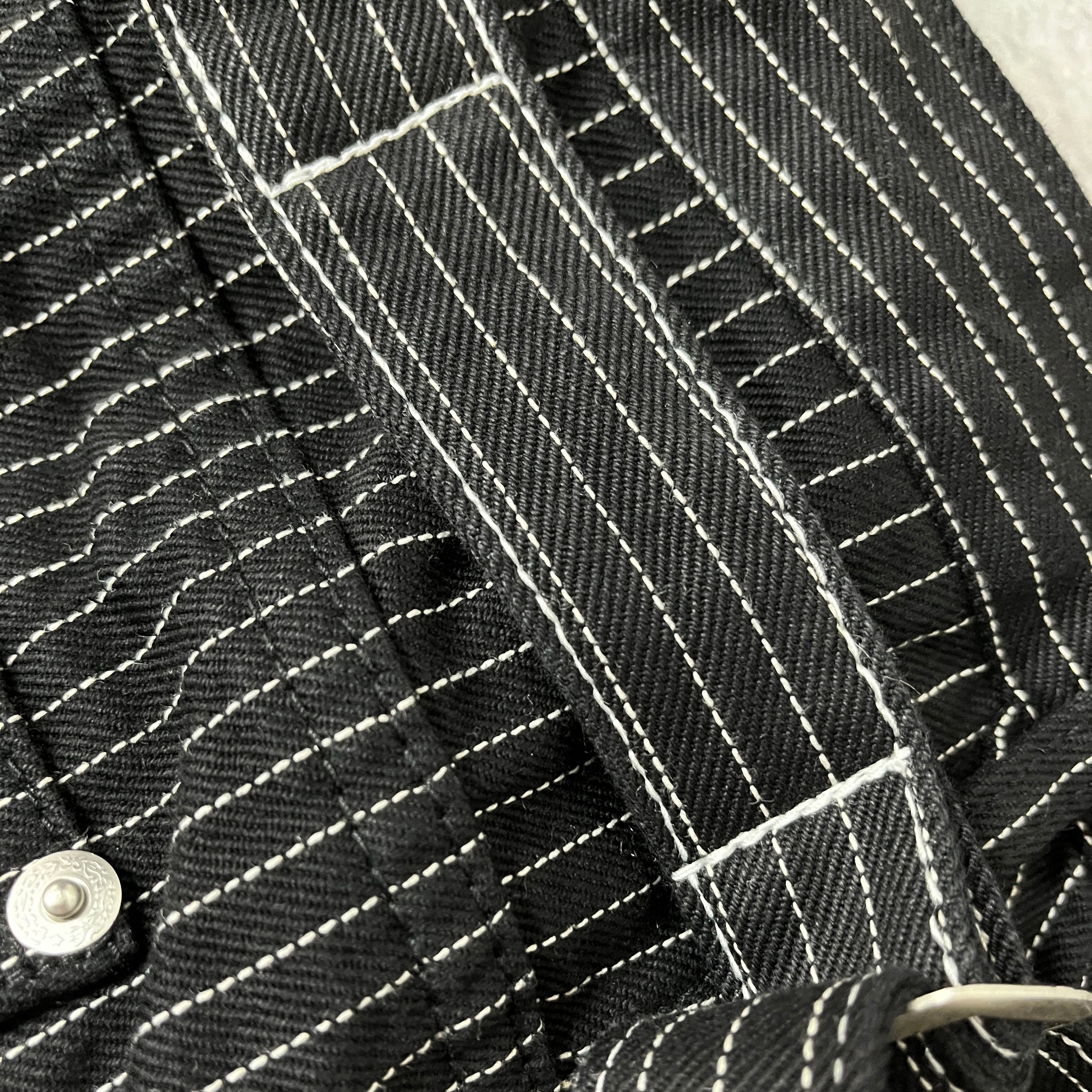 Wide Leg Pinstripe Selvedge Jeans for Men