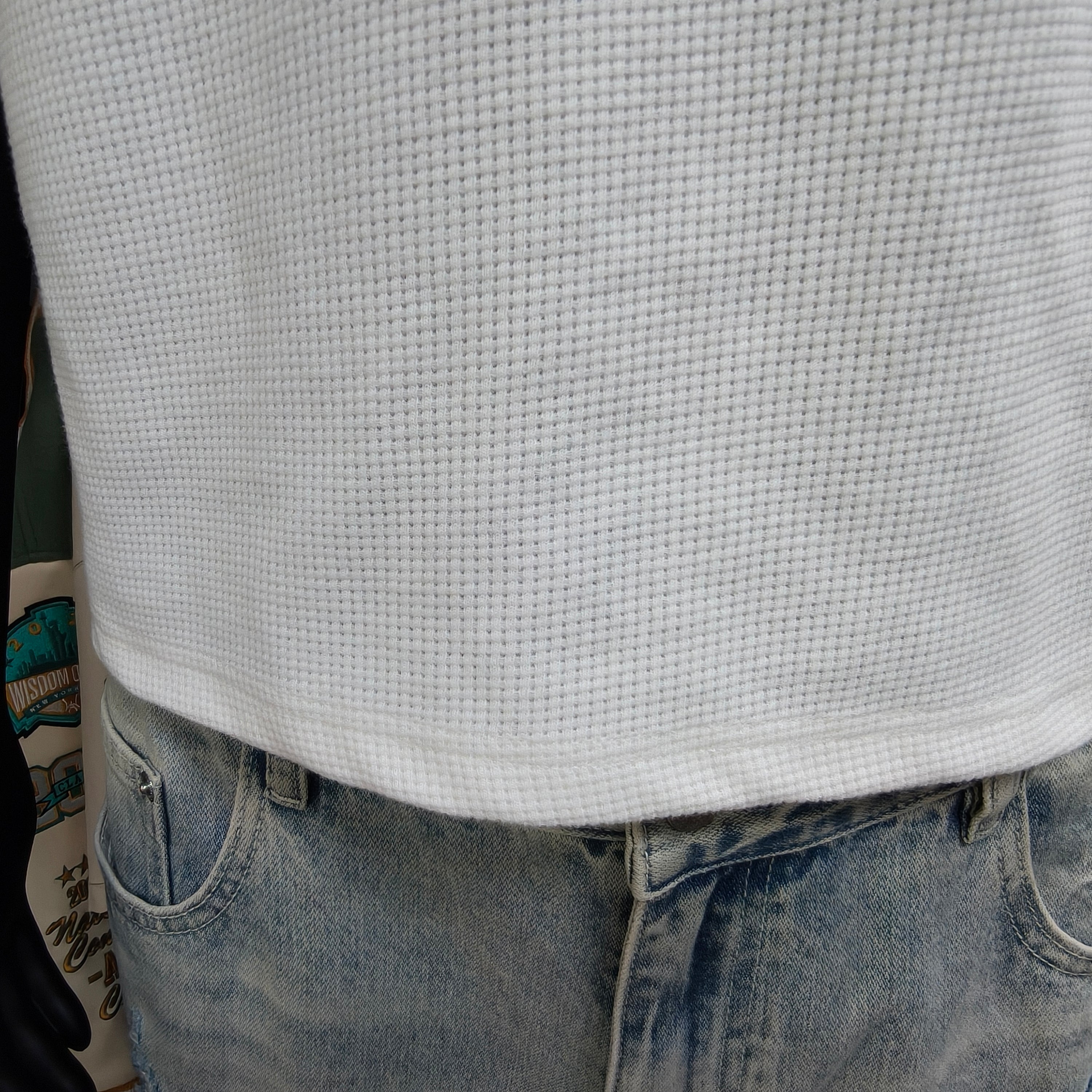 Boxy Fit Waffle Henley Short Sleeve T-shirt for Men