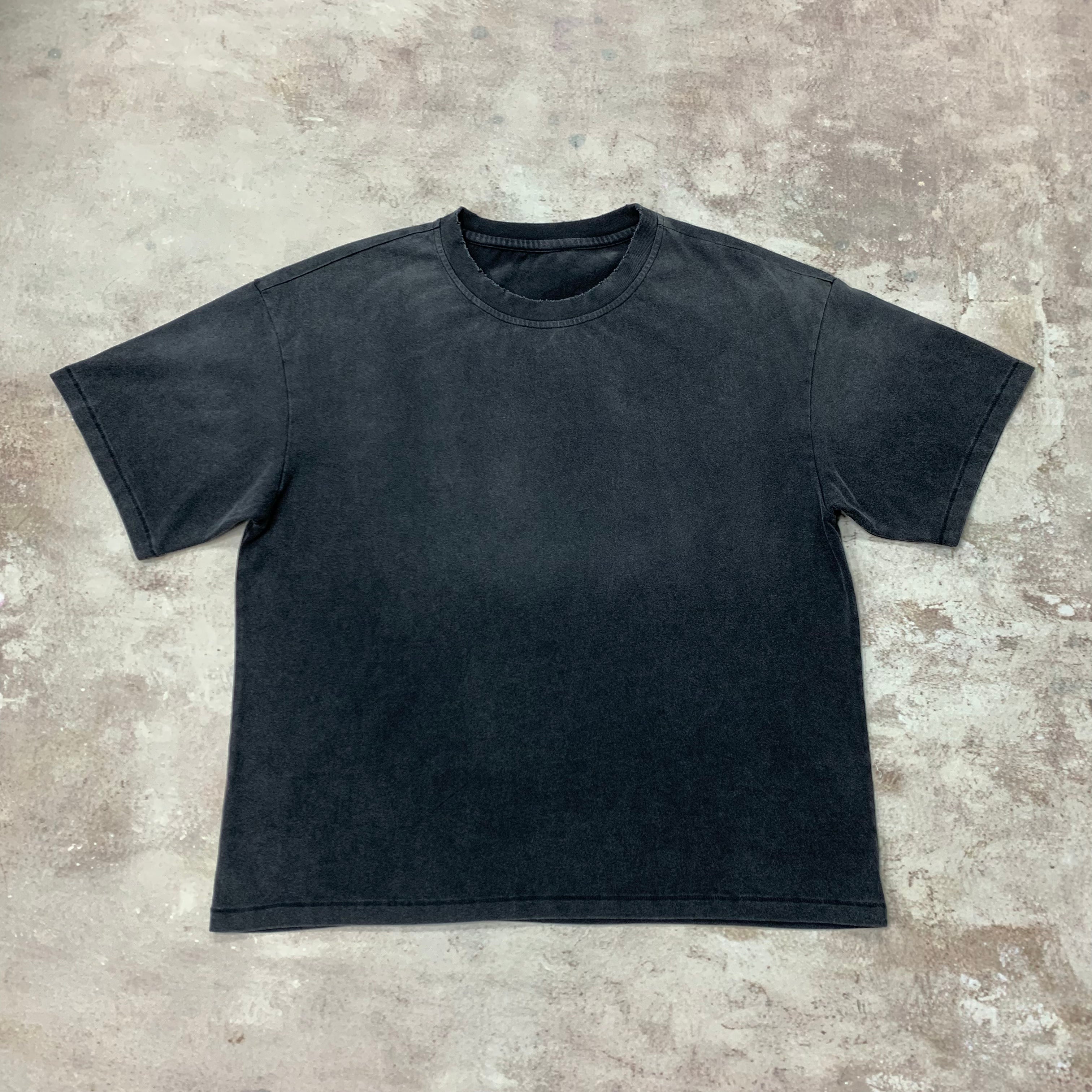 Vintage Washed Black T-shirt with Single Stitching