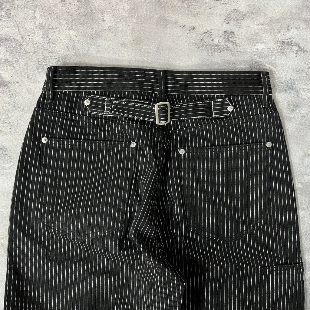 Wide Leg Pinstripe Selvedge Jeans for Men