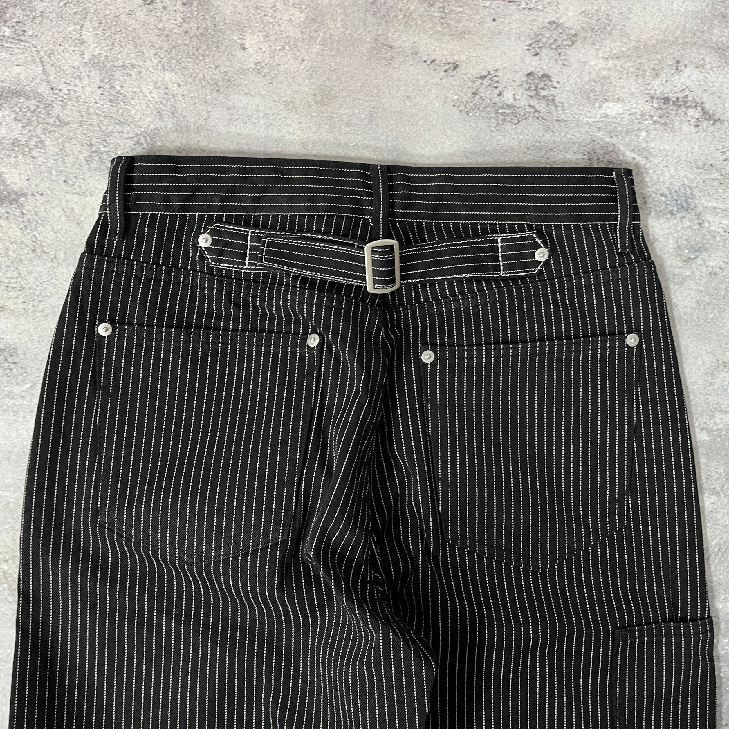 Wide Leg Pinstripe Selvedge Jeans for Men