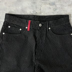 Wide Leg Pinstripe Selvedge Jeans for Men