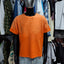 Orange Vintage Washed Slub Cotton T-shirt with Distressed Fashion