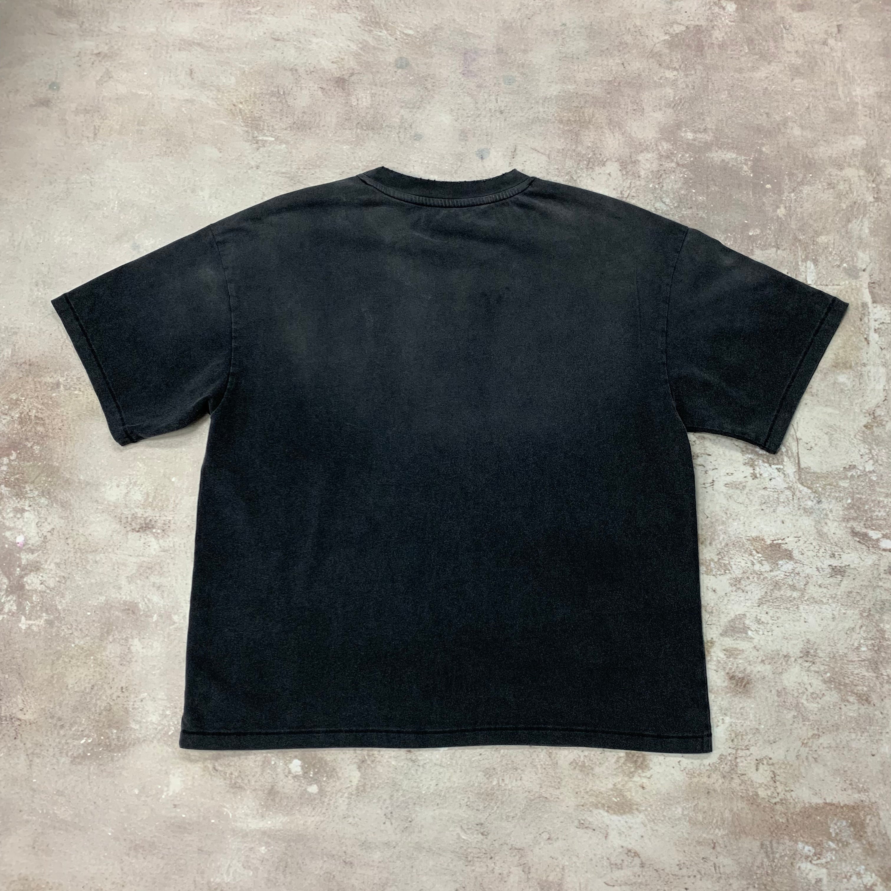 Vintage Washed Black T-shirt with Single Stitching